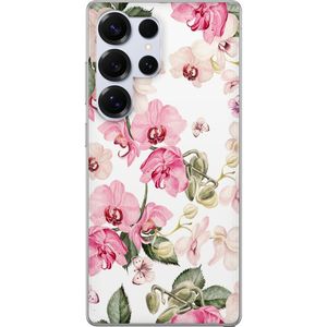 Samsung Galaxy S25 Ultra Transparent Mobilskal Rosa blommor