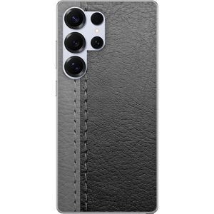 Samsung Galaxy S25 Ultra Gjennomsiktig Telefondeksel Grått Fake Läder