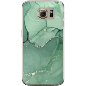 Samsung Galaxy S6 Transparent Mobilskal Grön Marmor