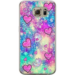 Samsung Galaxy S6 Transparent Mobilskal Enhörning och hjärtan