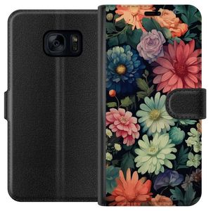Samsung Galaxy S7 Sort Tegnebogsetui Färglada blommor