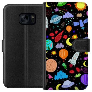 Samsung Galaxy S7 Svart Plånboksfodral Rymden