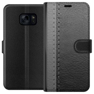 Samsung Galaxy S7 Sort Tegnebogsetui Grått Fake Läder