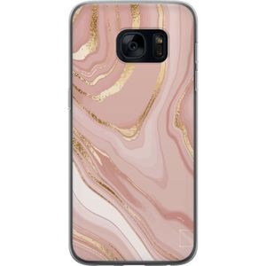 Samsung Galaxy S7 Gennemsigtigt Telefoncover Ljusrosa marmor