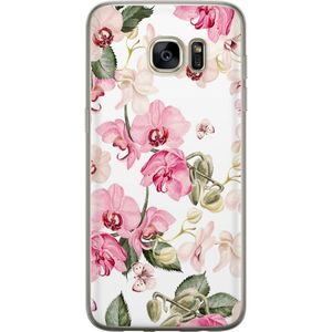 Samsung Galaxy S7 edge Transparent Mobilskal Rosa blommor