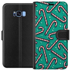 Samsung Galaxy S8 Musta Lompakkokotelo Polkagris Mönster