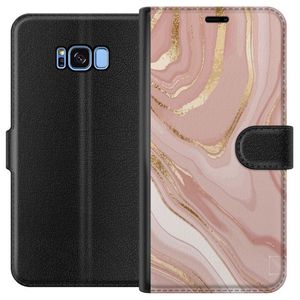 Samsung Galaxy S8 Musta Lompakkokotelo Ljusrosa marmor