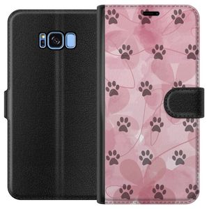 Samsung Galaxy S8 Svart Plånboksfodral Rosa Tassar