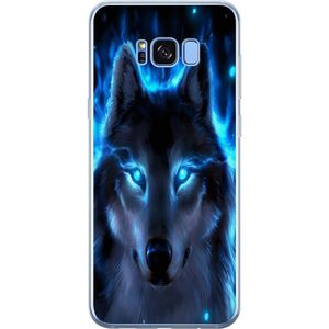 Samsung Galaxy S8+ Transparent Mobilskal Blå Varg