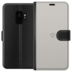 Samsung Galaxy S9 Svart Plånboksfodral Grått hjärta