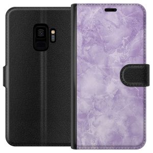 Samsung Galaxy S9 Musta Lompakkokotelo Lila marmor