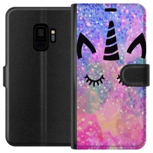 Samsung Galaxy S9 Svart Plånboksfodral Söt Katt