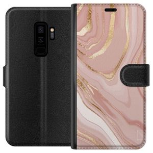 Samsung Galaxy S9+ Svart Plånboksfodral Ljusrosa marmor