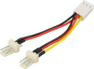 DELTACO adapterkabel för 3-pins fläktar, Y-kabel 2-1