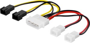 Adapterikaapeli tuulettimille 4-pin-4x3-pin, keltainen