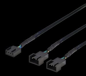 PWM-tuulettimen splitteri 4-pin uros – 2x4-pin naaras, musta
