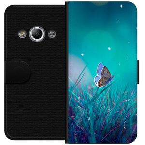 Samsung Galaxy Xcover 3 Musta Lompakkokotelo Blå fjäril