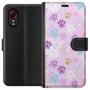 Samsung Galaxy Xcover 5 Svart Plånboksfodral Kattavtryck