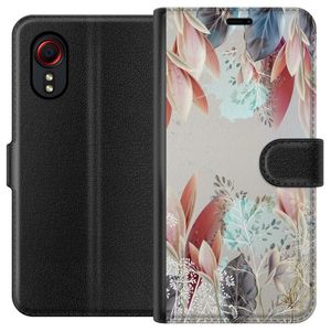 Samsung Galaxy Xcover 5 Sort Lommebokdeksel Blommor