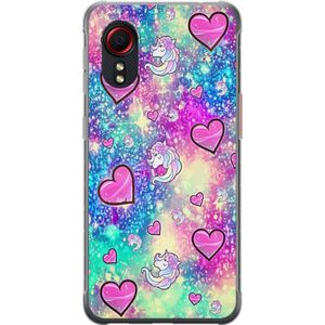 Samsung Galaxy Xcover 5 Transparent Mobilskal Enhörning och hjärtan