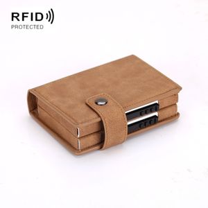 Dobbel RFID-kortholder i PU-skinn – lysebrun