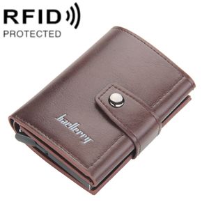 Baellerry RFID metall kortholder med snap-lås – Brun