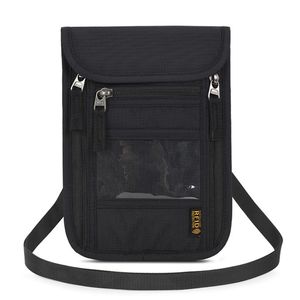 Multifunctional Passport ID Bag with Anti-Theft Protection - Black
