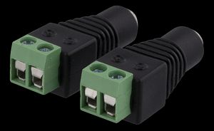 2-pin Terminal block to 5,5 DC, 2-pack (naaras), ruuvikiinnitys, musta