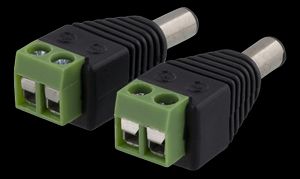 2-pin terminal block - 5,5 DC-sovitin, 2-pack, Ruuvikiinnitys, Musta