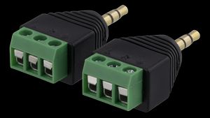 3-pin terminal block to 3,5 mm -adapteri, 2 kpl, musta