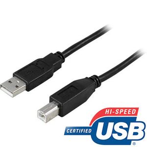 USB 2.0 kabel USB-A han til USB-B han, 2m - Sort