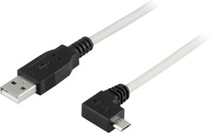 USB 2.0 USB-A til højrevinklet Micro-B kabel 5-pin, 2m - grå