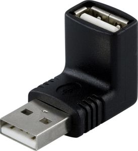 USB adapteri, kulma – USB A uros - A naaras, musta
