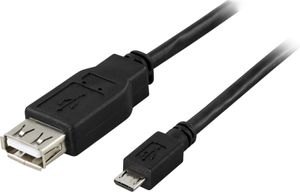 USB adapter USB-A til Micro-B OTG 0,2m – sort