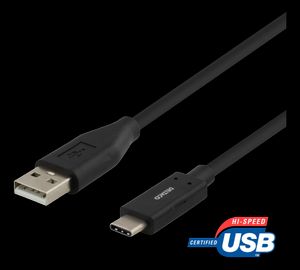 USB 2.0-kabel USB-A till USB-C 1,5 meter svart