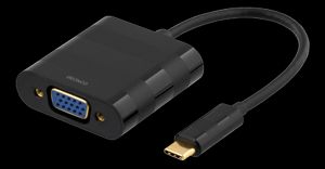 USB 3.1 til VGA adapter, Type C han - VGA hun, 1080p, 0,1m, sort