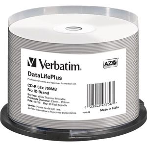 Verbatim CD-R 52x 700MB/80min, 50-pakk spider, Non ID branded, Wide Thermal