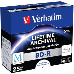 Verbatim M-Disc BD-R, 4x, 25GB/200min, 5-pakk jewel case