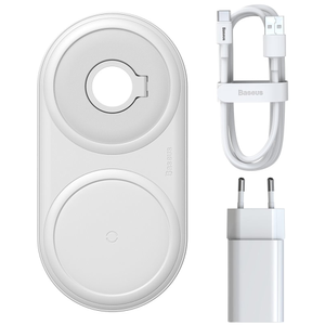 Baseus Planet 2-i-1 Wireless Charger & Charger + USB-C Cable 10W - White