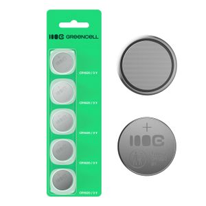 Greencell Lithium-knapcellebatteri CR1620 CR 1620 3V 70mAh, 5-pak