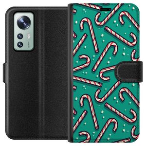 Xiaomi 12 Musta Lompakkokotelo Polkagris Mönster