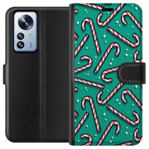 Xiaomi 12 Pro Musta Lompakkokotelo Polkagris Mönster