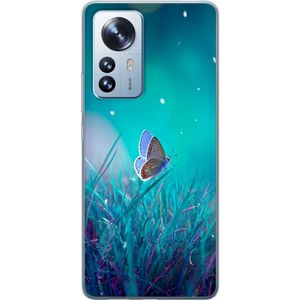Xiaomi 12 Pro Transparent Mobilskal Blå fjäril