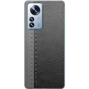 Xiaomi 12 Pro Transparent Mobilskal Grått Fake Läder
