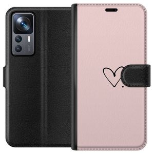 Xiaomi 12T Svart Plånboksfodral Hjärta.