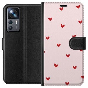 Xiaomi 12T Svart Plånboksfodral Små Hjärtan
