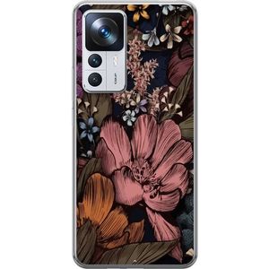 Xiaomi 12T Transparent Mobilskal Tecknade blommor