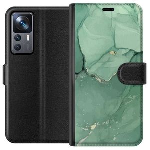 Xiaomi 12T Pro Svart Plånboksfodral Grön Marmor
