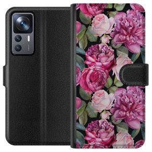 Xiaomi 12T Pro Svart Plånboksfodral Rosor
