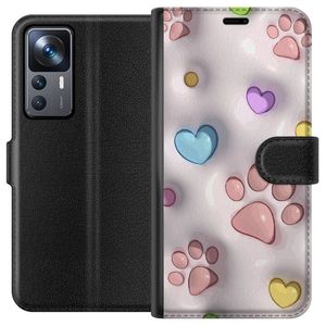 Xiaomi 12T Pro Svart Plånboksfodral Fluffiga Tassar